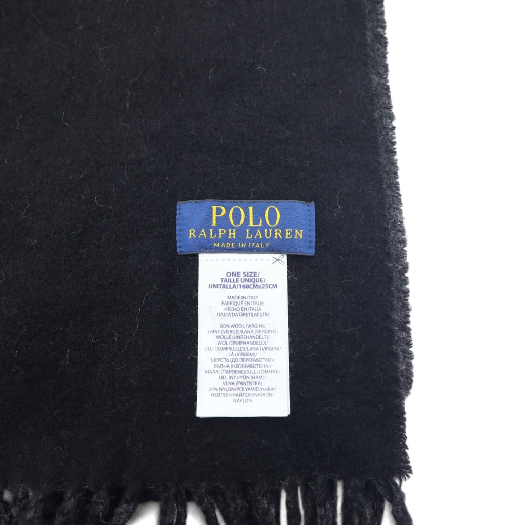 POLO RALPH LAUREN Sciarpa Made in Italy Nera Grigia Ricamo Small Pony