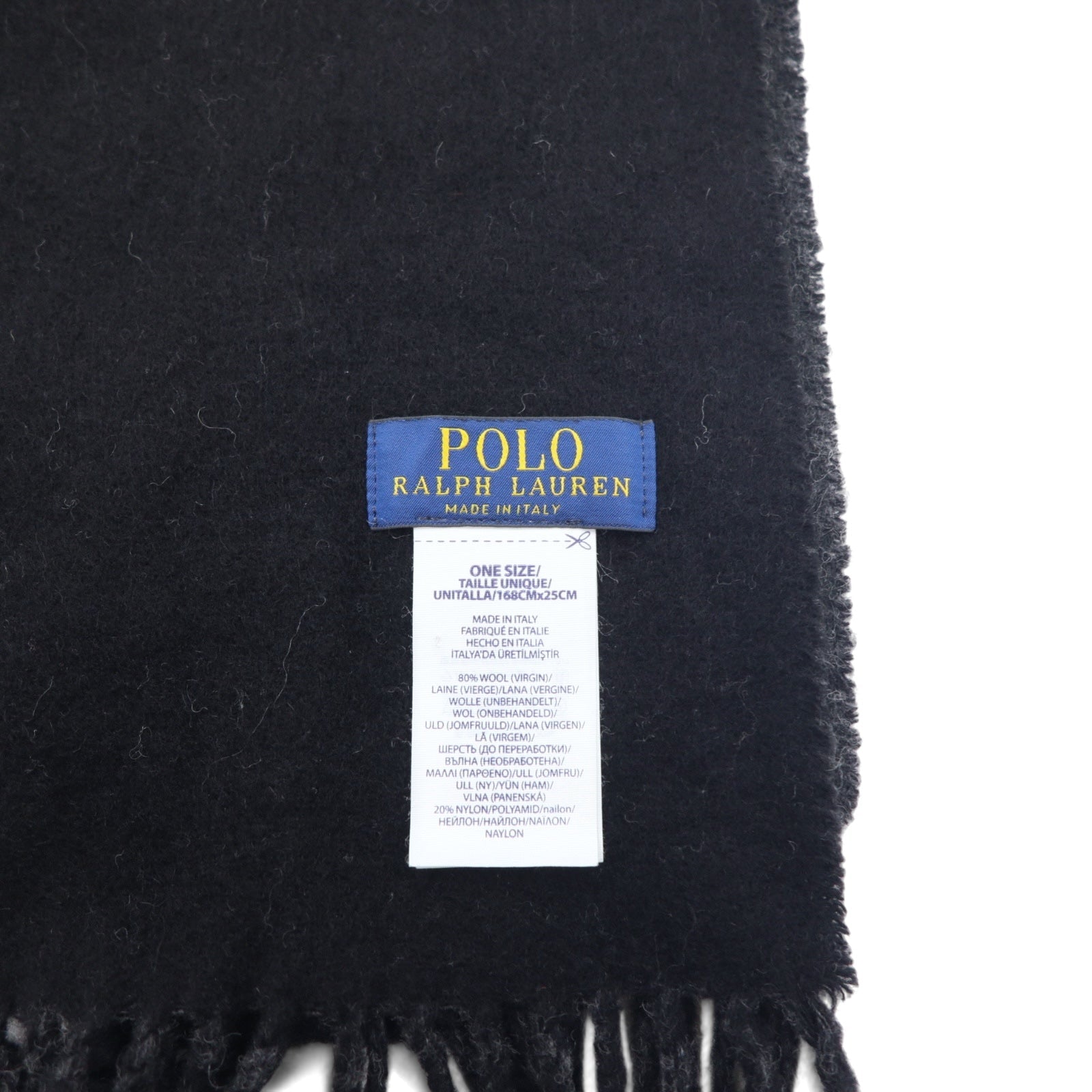 POLO RALPH LAUREN Sciarpa Made in Italy Nera Grigia Ricamo Small Pony