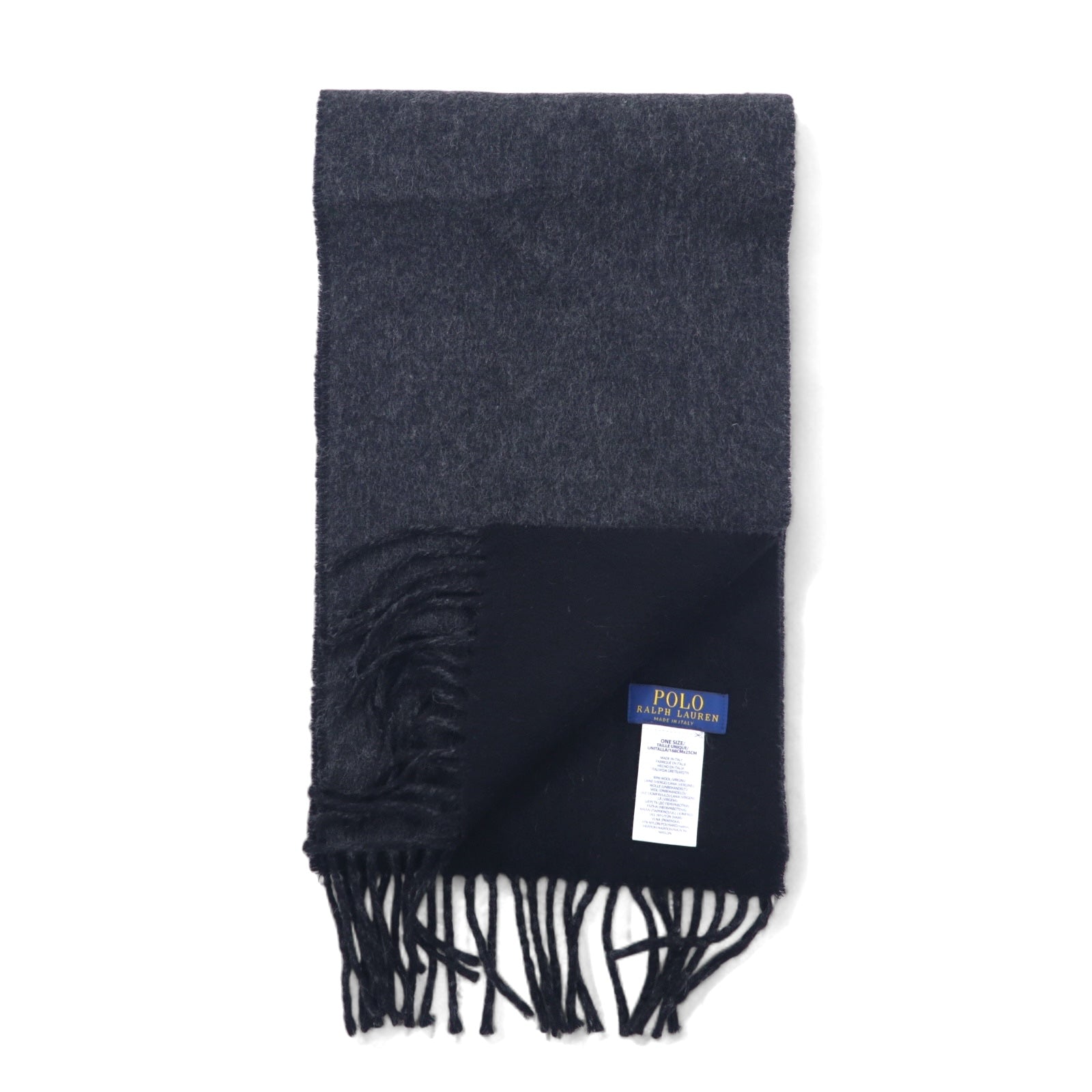 POLO RALPH LAUREN Sciarpa Made in Italy Nera Grigia Ricamo Small Pony