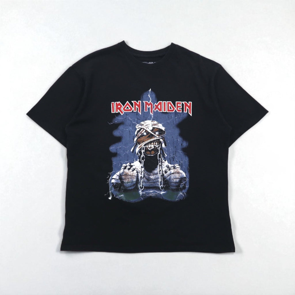 IRON MAIDEN WORLD SLAVERN TOUR 1984-85 T-shirt da rock band, taglia M, nero, stampa fronte-retro, PULL&BEAR, made in Turchia