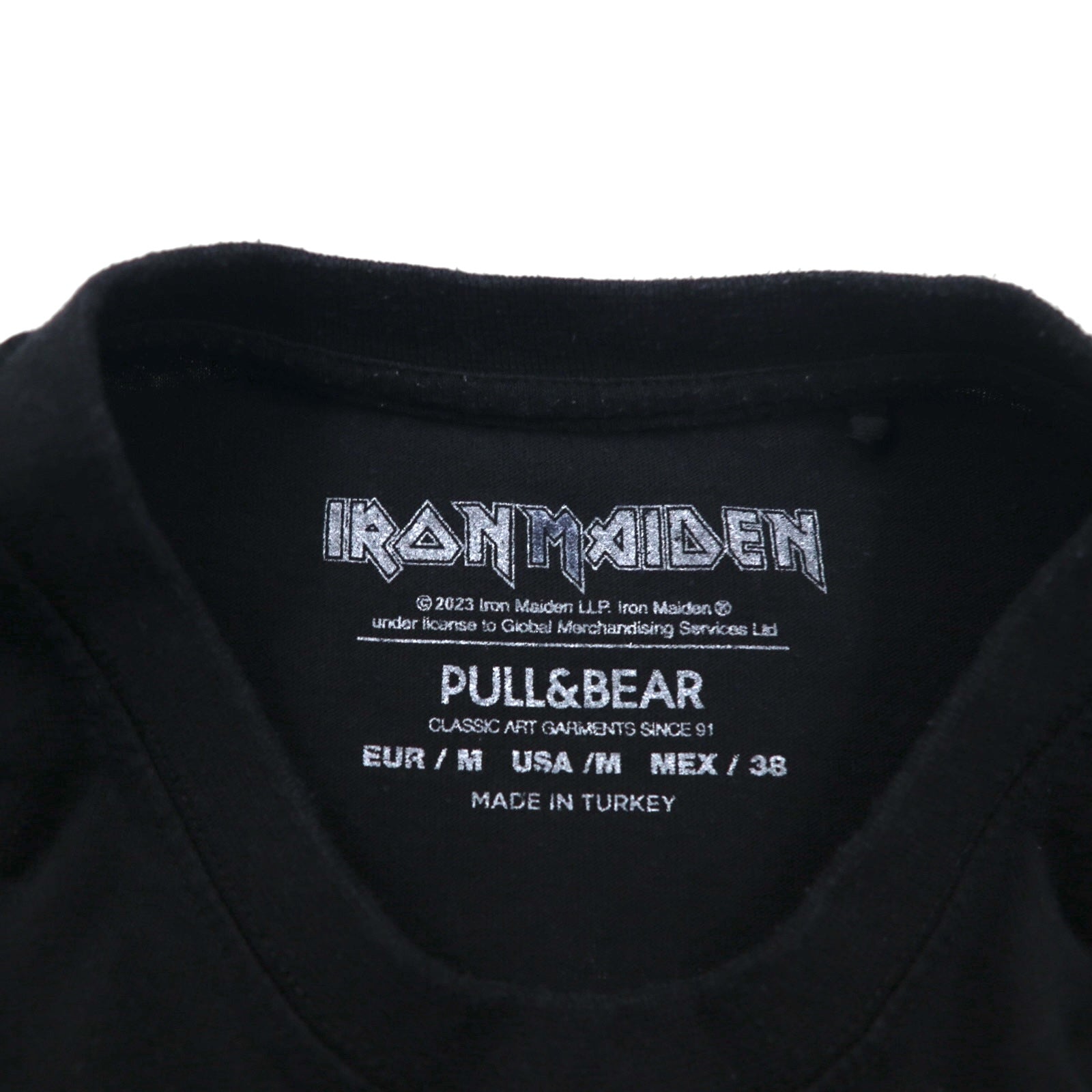 IRON MAIDEN WORLD SLAVERN TOUR 1984-85 T-shirt da rock band, taglia M, nero, stampa fronte-retro, PULL&BEAR, made in Turchia