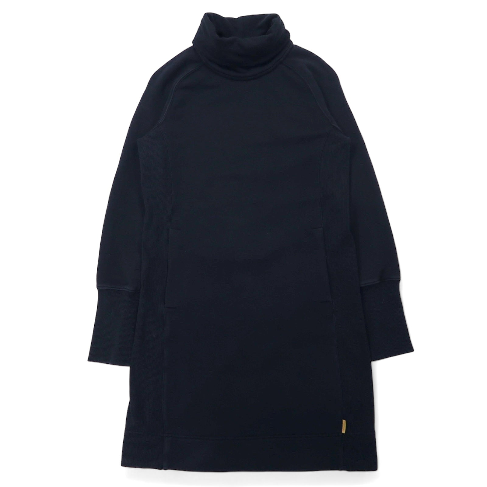 MERRELL Abito in Felpa a Collo Alto S Nero Cotone French Terry Dress Collo a Campana Manica Lunga Tasche JWF25772