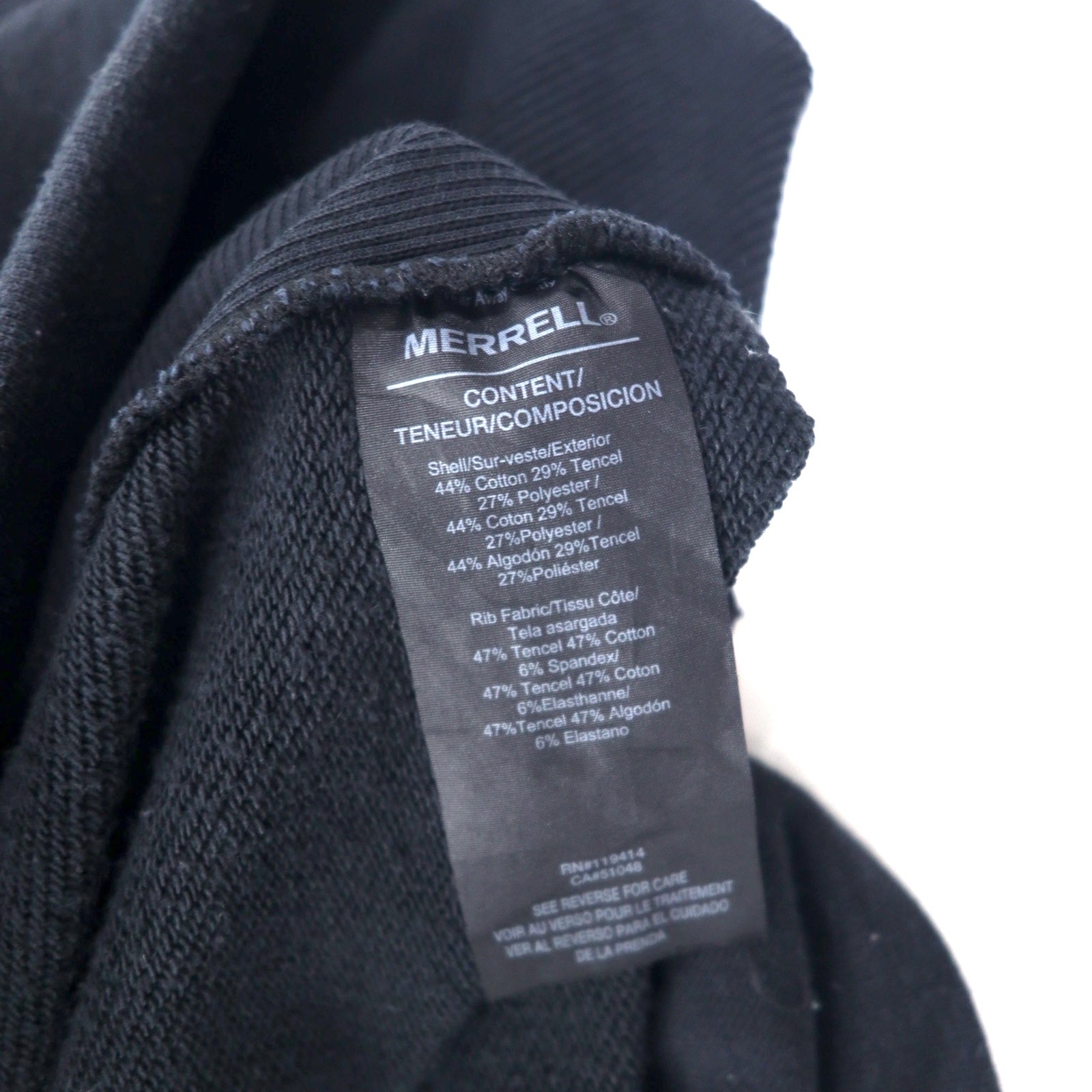MERRELL Abito in Felpa a Collo Alto S Nero Cotone French Terry Dress Collo a Campana Manica Lunga Tasche JWF25772