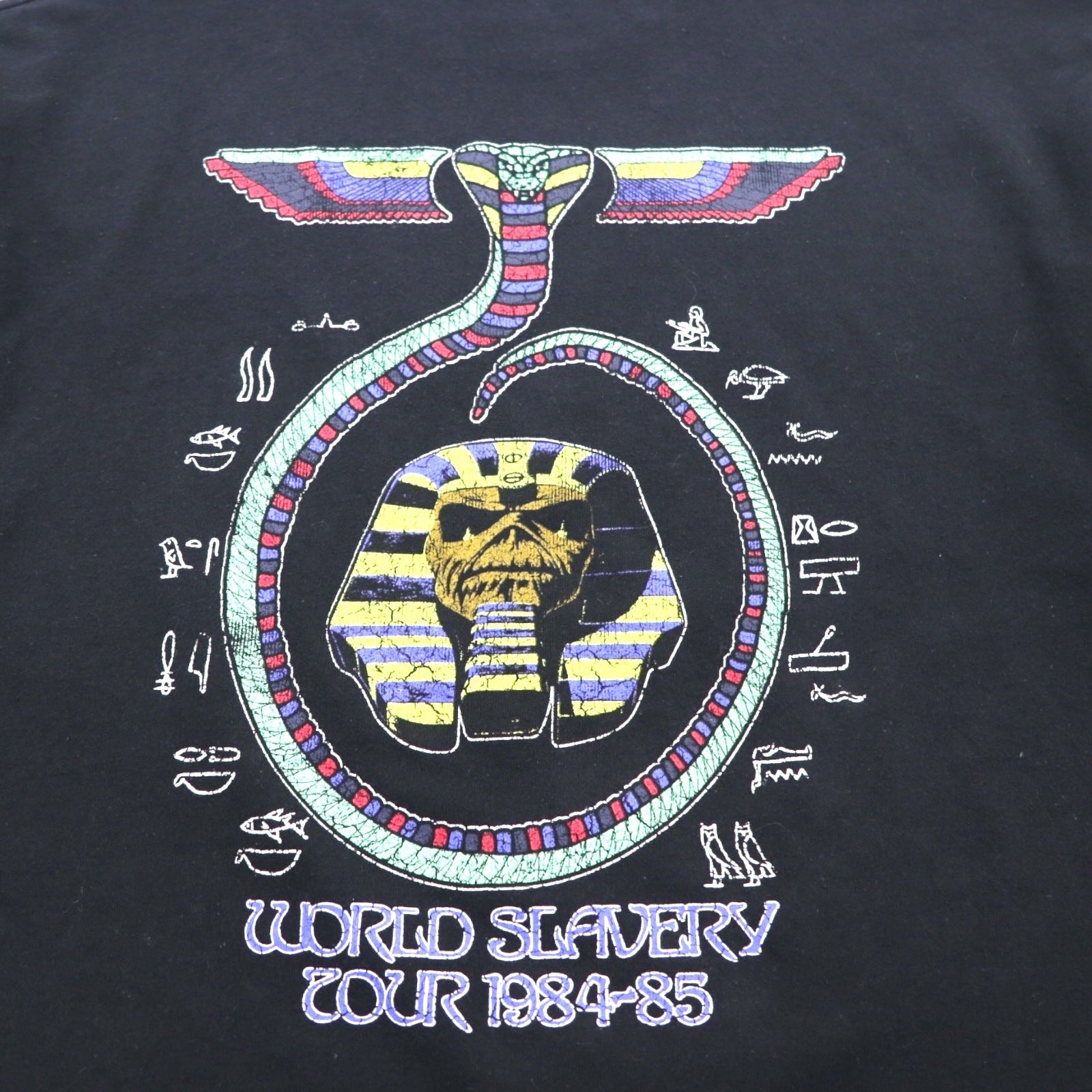 IRON MAIDEN WORLD SLAVERN TOUR 1984-85 T-shirt da rock band, taglia M, nero, stampa fronte-retro, PULL&BEAR, made in Turchia