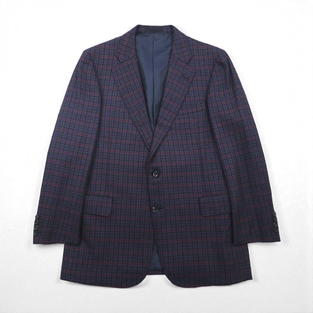 BURBERRY シルク混 テーラードジャケット M チェック PRESTIGE COLLECTION 日本製