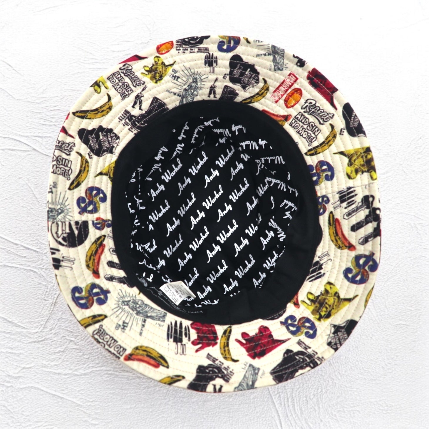CA4LA × Andy Warhol Andy Warhol Cappello a secchiello TAGLIA UNICA beige fantasia artistica CAW00420 Fatto in Giappone