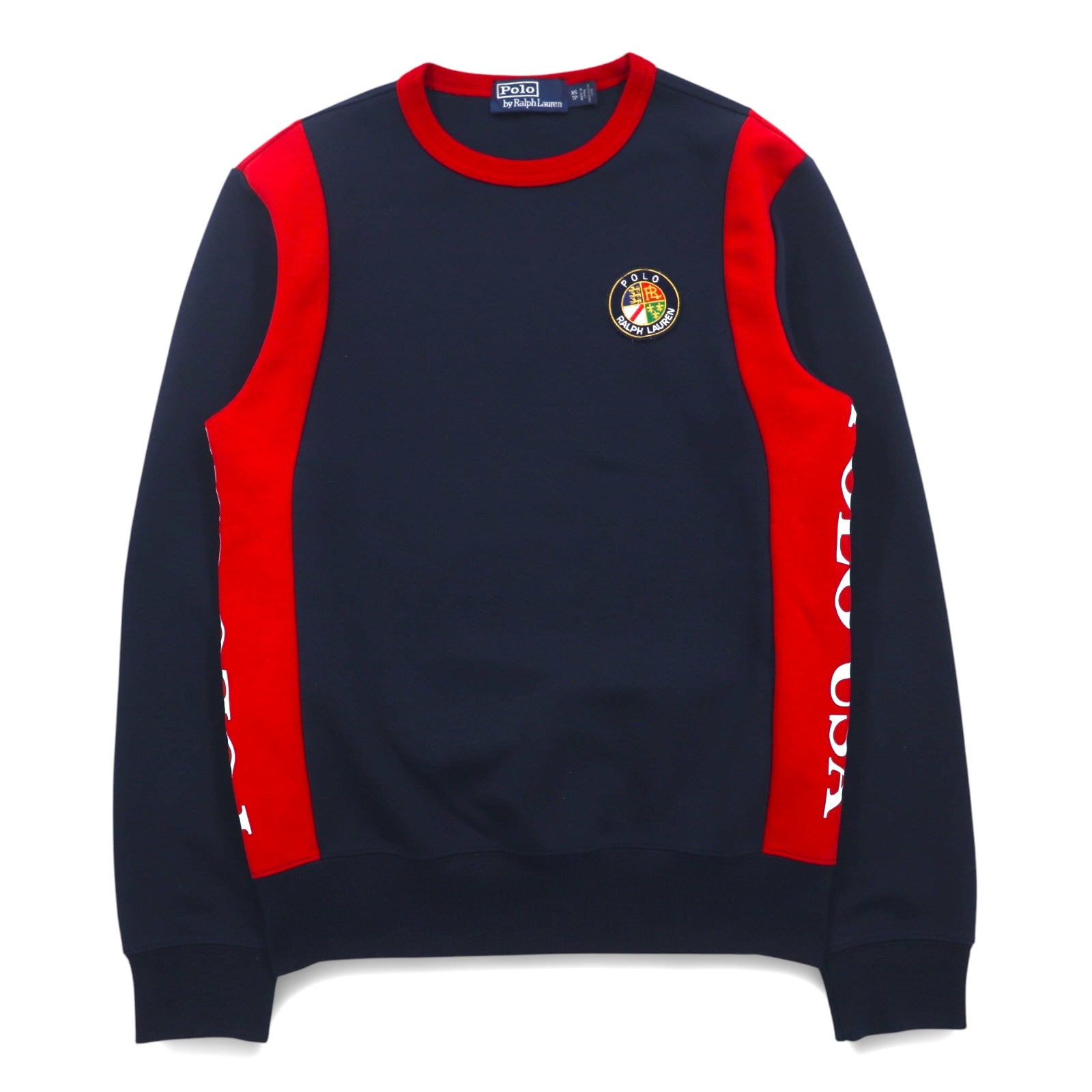 Polo by Ralph Lauren Felpa girocollo XS blu navy rossa cotone con stampa sul retro