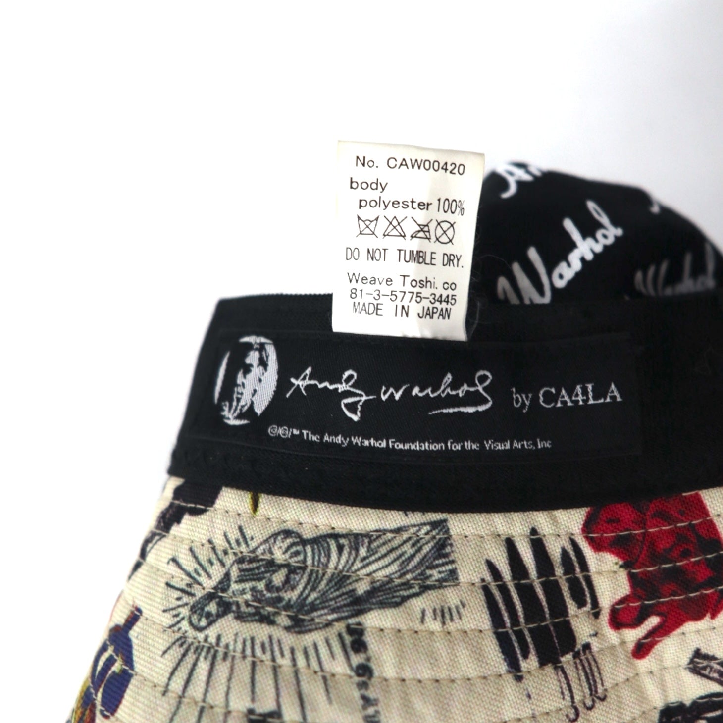 CA4LA × Andy Warhol Andy Warhol Cappello a secchiello TAGLIA UNICA beige fantasia artistica CAW00420 Fatto in Giappone