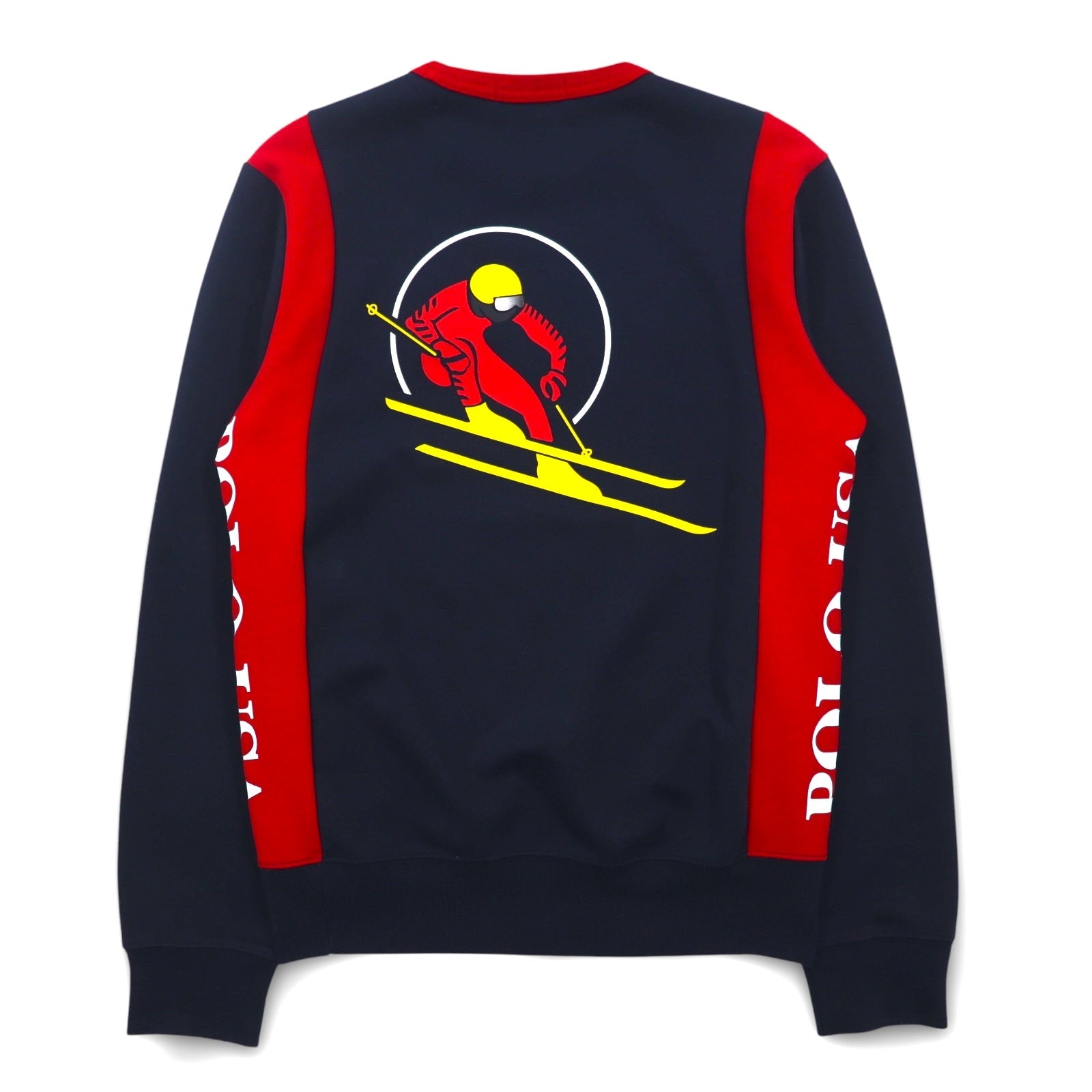 Polo by Ralph Lauren Felpa girocollo XS blu navy rossa cotone con stampa sul retro