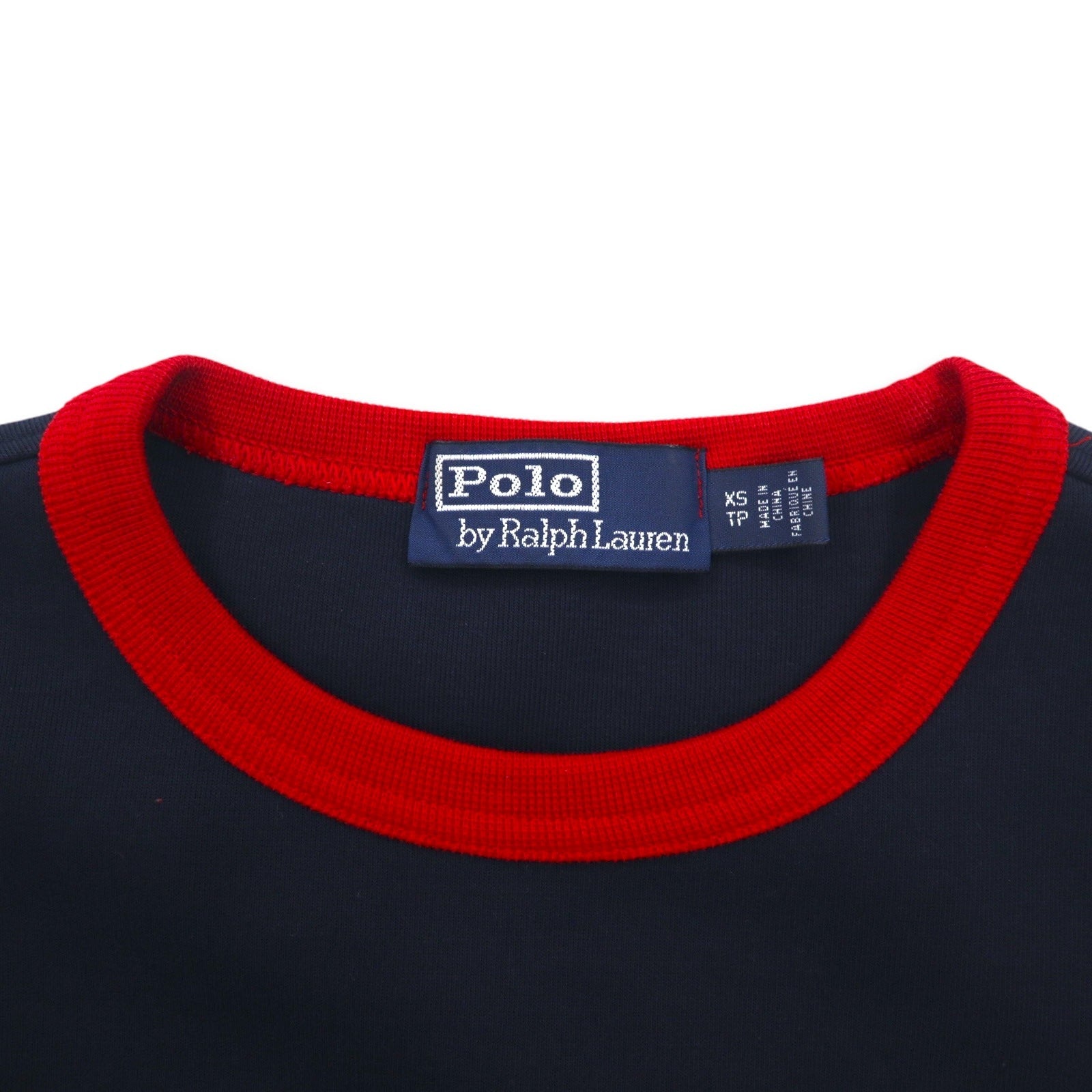 Polo by Ralph Lauren Felpa girocollo XS blu navy rossa cotone con stampa sul retro
