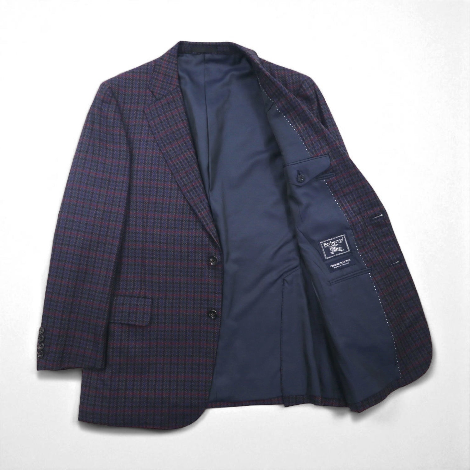 BURBERRY シルク混 テーラードジャケット M チェック PRESTIGE COLLECTION 日本製