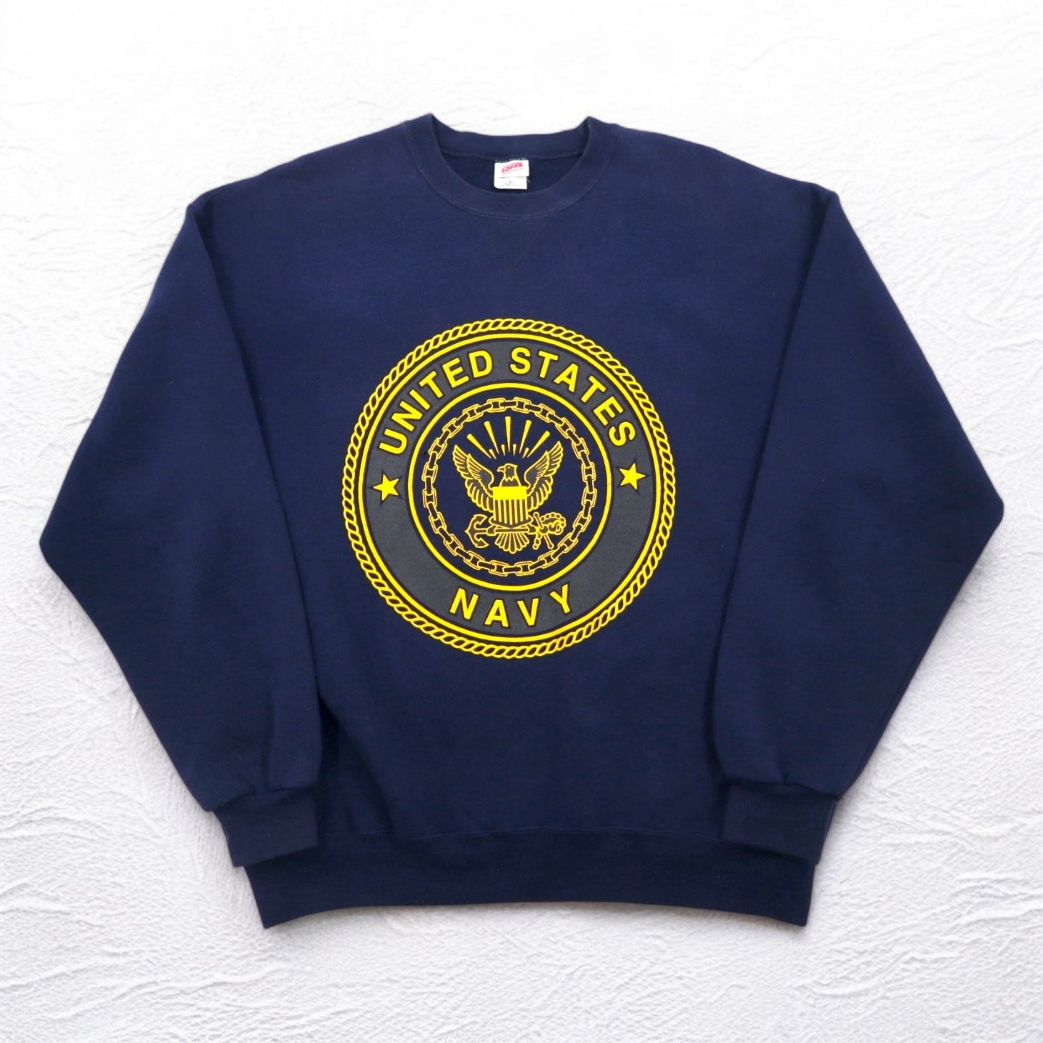 Vintage Anni '90 USA Made US NAVY Felpa SOFFE XL Navy Stampa su due lati Militare