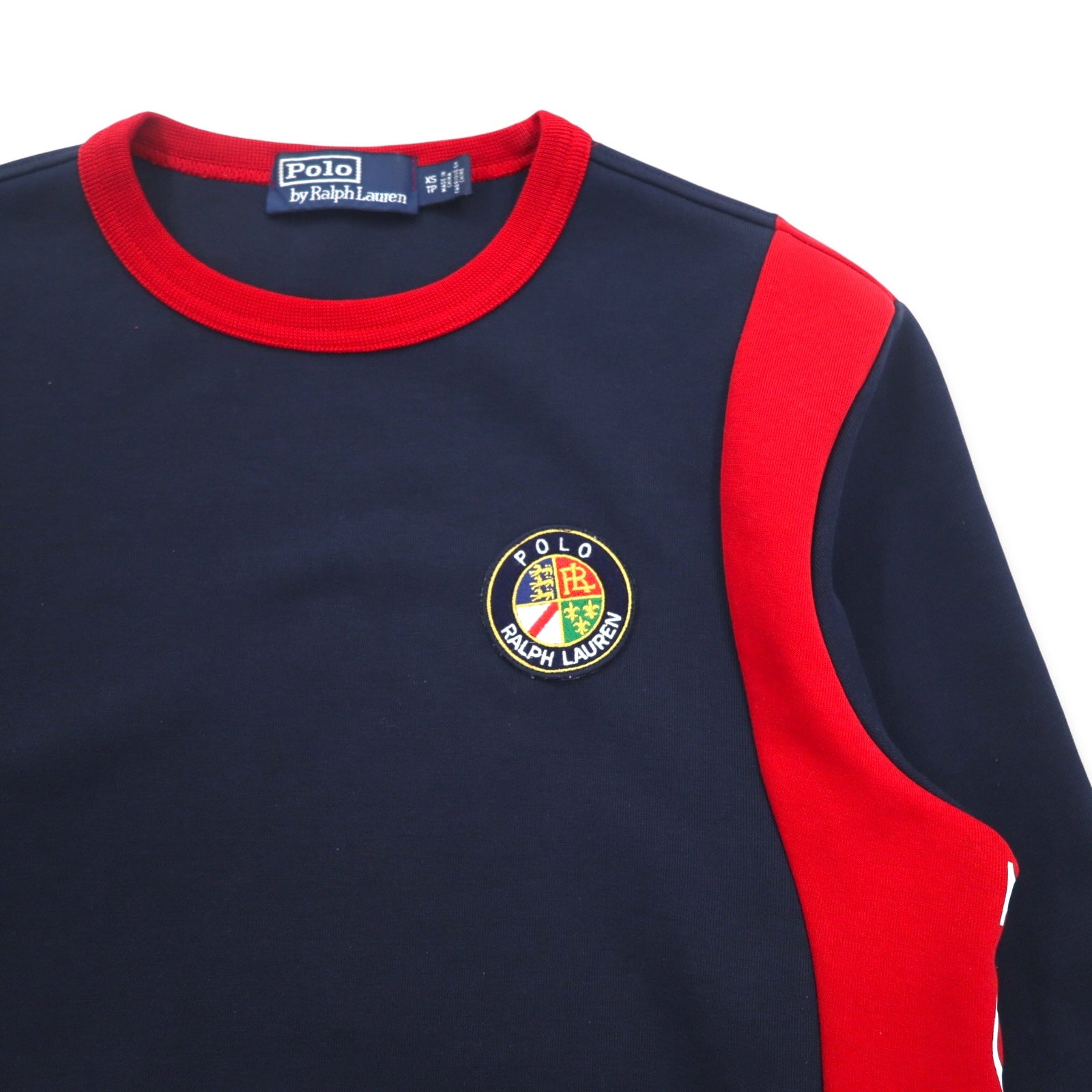 Polo by Ralph Lauren Felpa girocollo XS blu navy rossa cotone con stampa sul retro