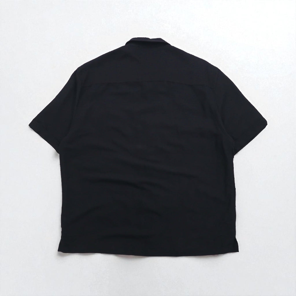 90年代 Cubavera オープンカラー キューバシャツ XL ブラック レーヨン ボックス ラインデザイン 開襟 HERITAGE FIT 刺子 刺繍