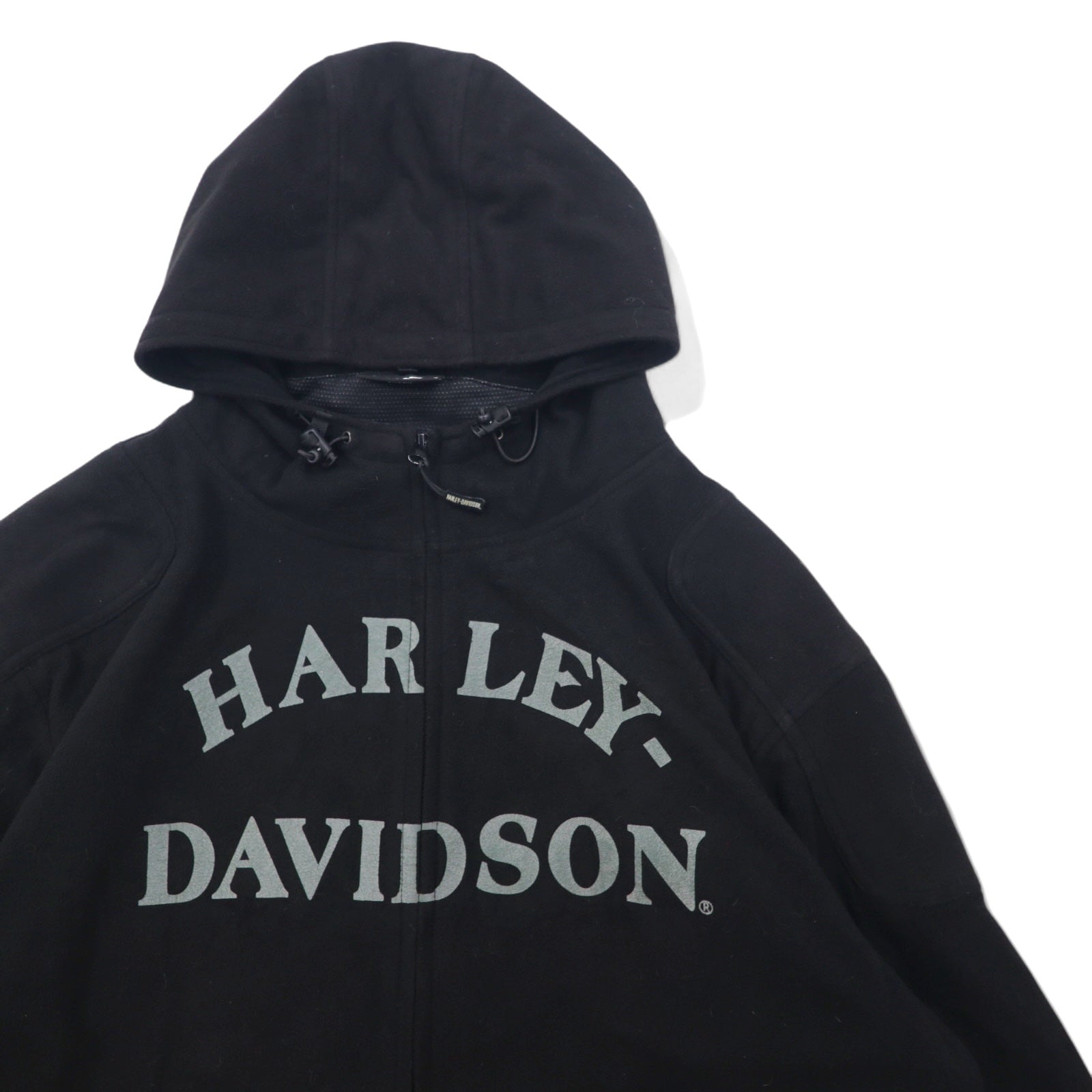 HARLEY DAVIDSON Giacca in pile con cappuccio XL Nera Poliestere Stampa teschio Catarifrangente