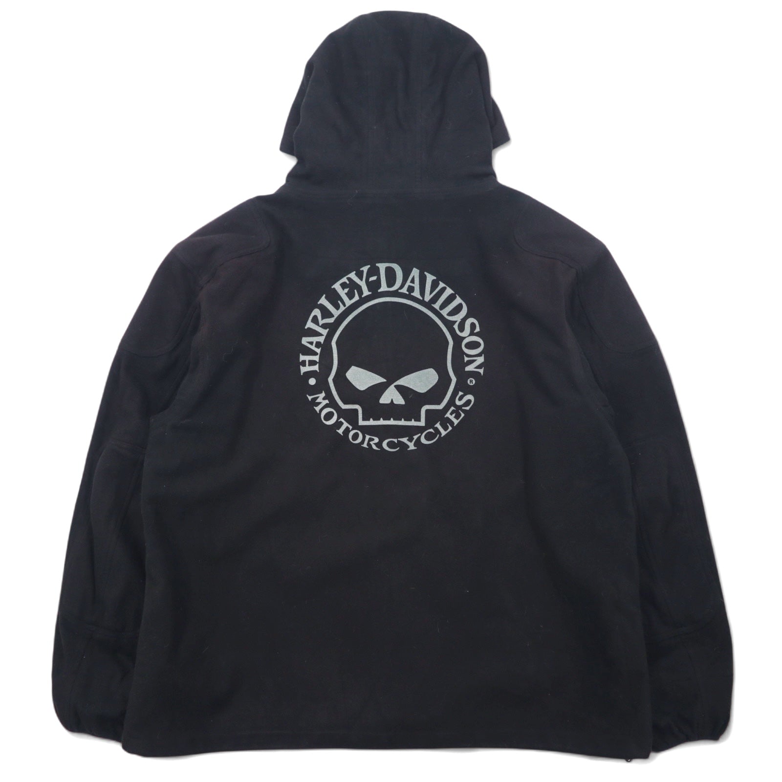 HARLEY DAVIDSON Giacca in pile con cappuccio XL Nera Poliestere Stampa teschio Catarifrangente
