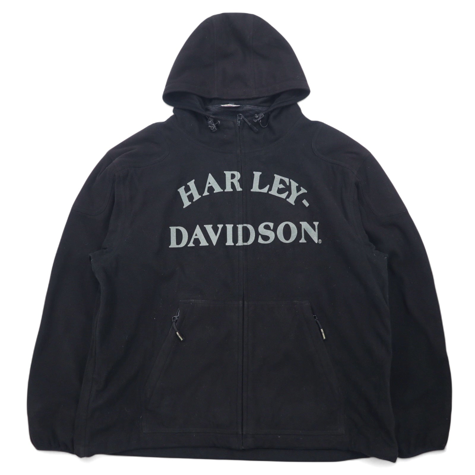 HARLEY DAVIDSON Giacca in pile con cappuccio XL Nera Poliestere Stampa teschio Catarifrangente