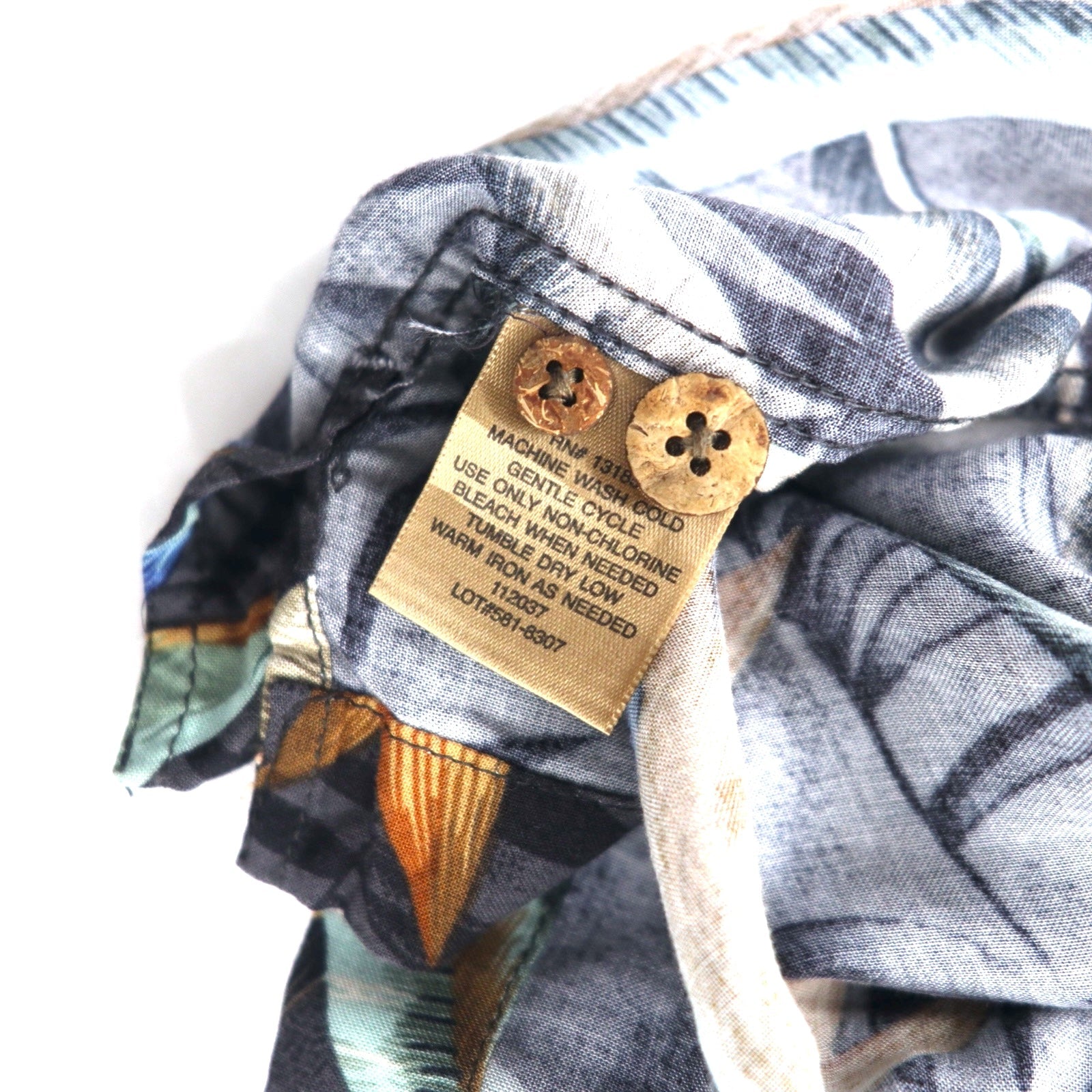THE FOUNDRY SUPPLY CO. Camicia Aloha a collo aperto 4XLT Nera in rayon Fantasia botanical oversize