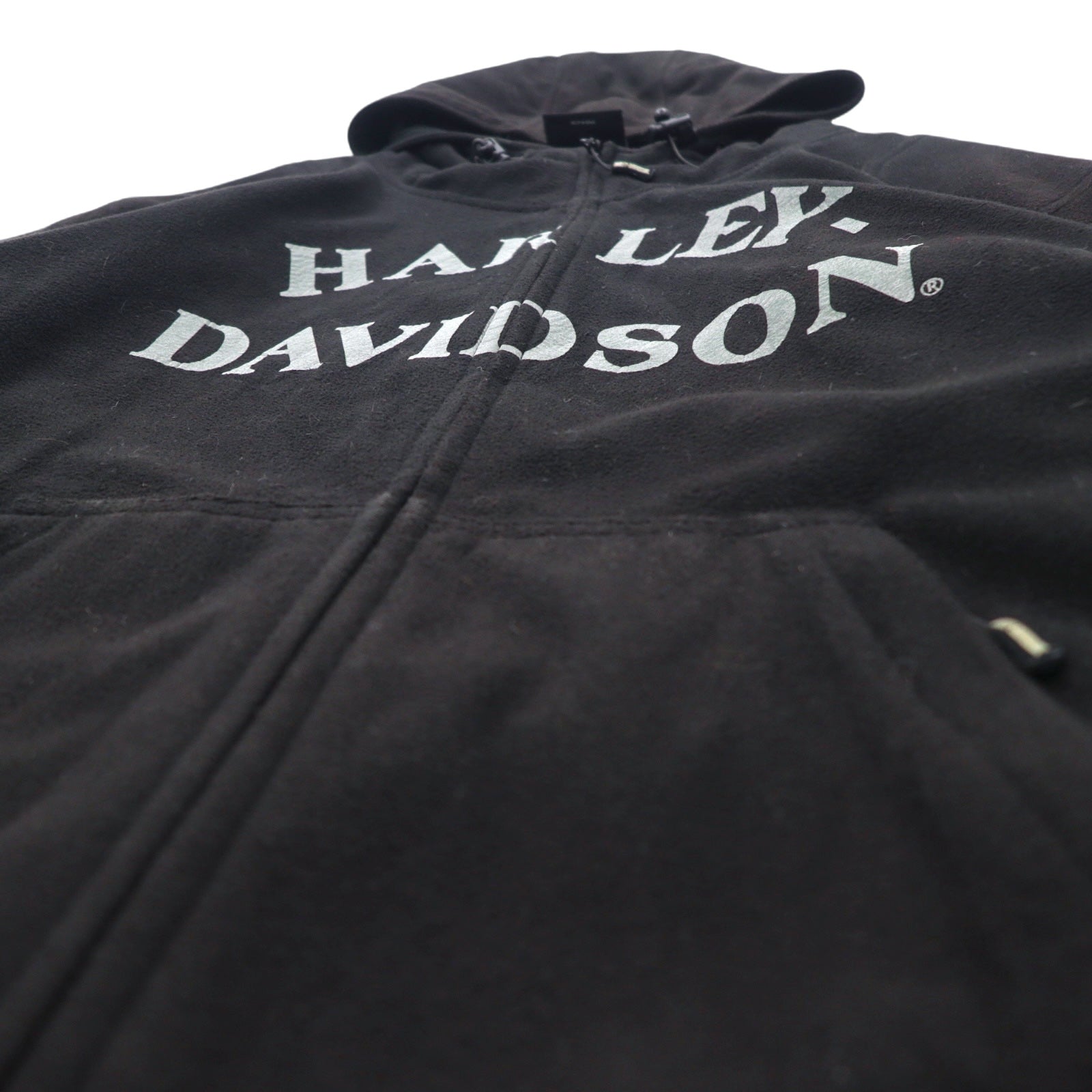 HARLEY DAVIDSON Giacca in pile con cappuccio XL Nera Poliestere Stampa teschio Catarifrangente