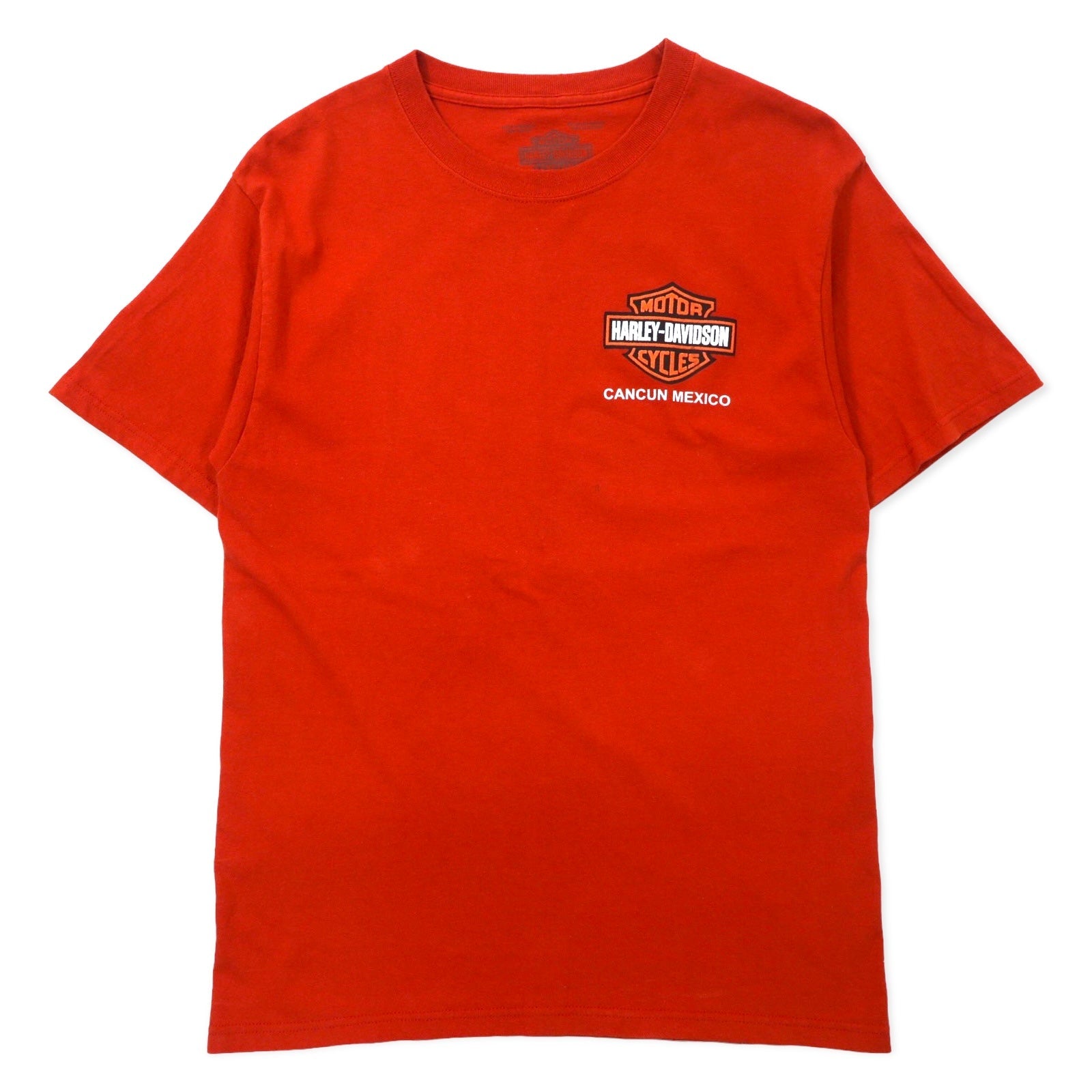 T-shirt HARLEY DAVIDSON con stampa logo, taglia M, arancione, cotone, CANCUN MEXICO, Made in Mexico