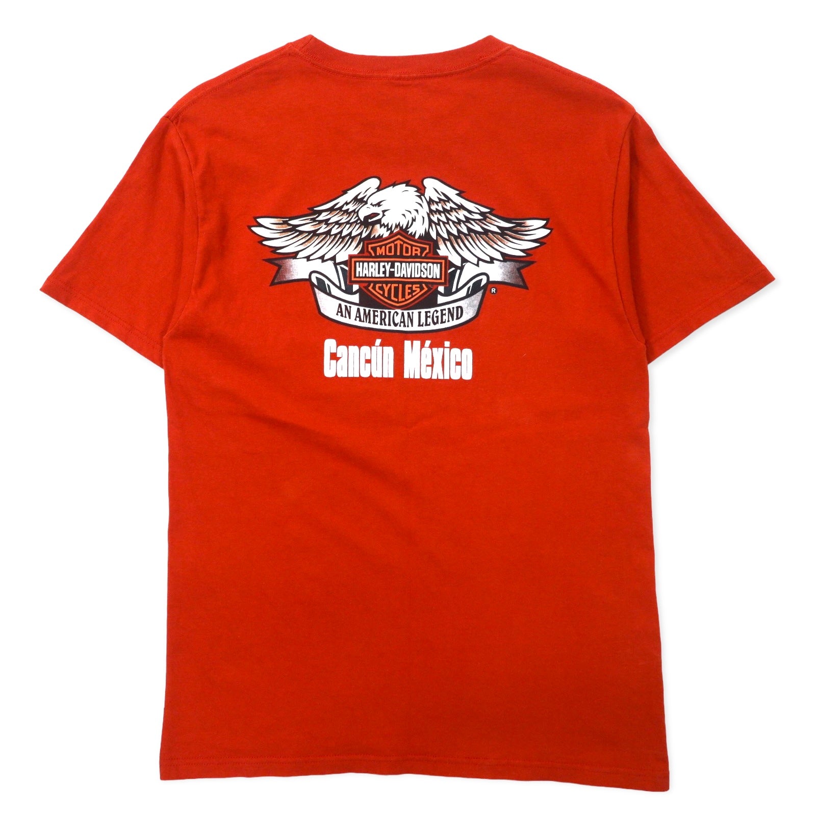 T-shirt HARLEY DAVIDSON con stampa logo, taglia M, arancione, cotone, CANCUN MEXICO, Made in Mexico