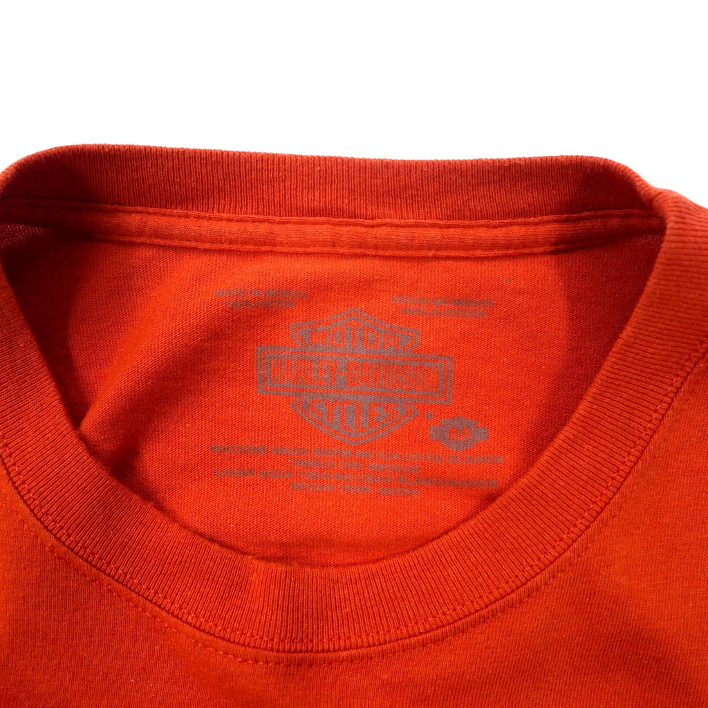 T-shirt HARLEY DAVIDSON con stampa logo, taglia M, arancione, cotone, CANCUN MEXICO, Made in Mexico