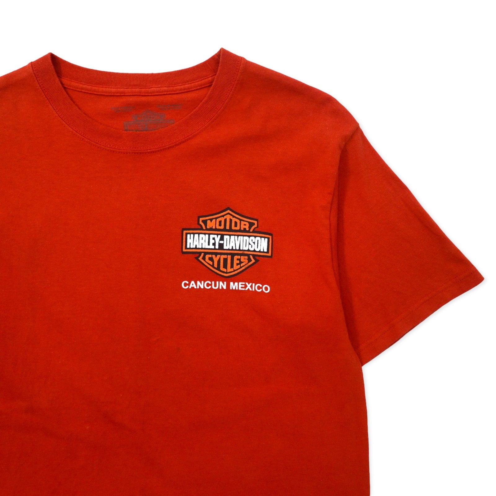 T-shirt HARLEY DAVIDSON con stampa logo, taglia M, arancione, cotone, CANCUN MEXICO, Made in Mexico