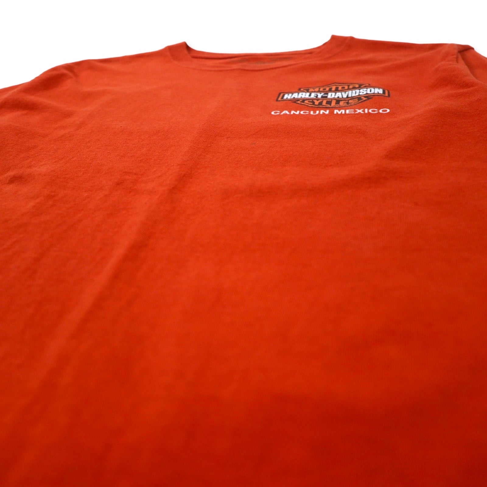 T-shirt HARLEY DAVIDSON con stampa logo, taglia M, arancione, cotone, CANCUN MEXICO, Made in Mexico