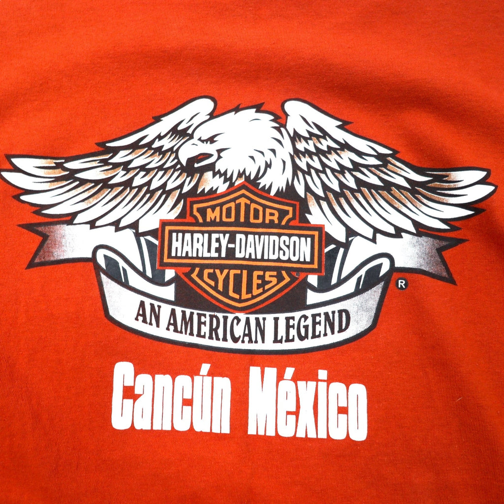 T-shirt HARLEY DAVIDSON con stampa logo, taglia M, arancione, cotone, CANCUN MEXICO, Made in Mexico