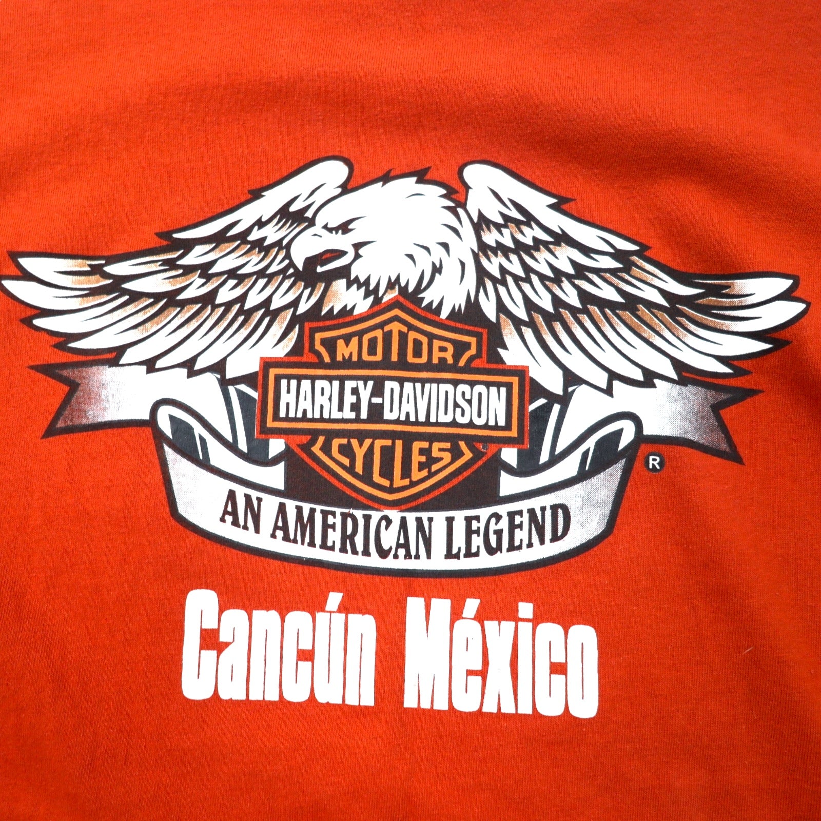T-shirt HARLEY DAVIDSON con stampa logo, taglia M, arancione, cotone, CANCUN MEXICO, Made in Mexico