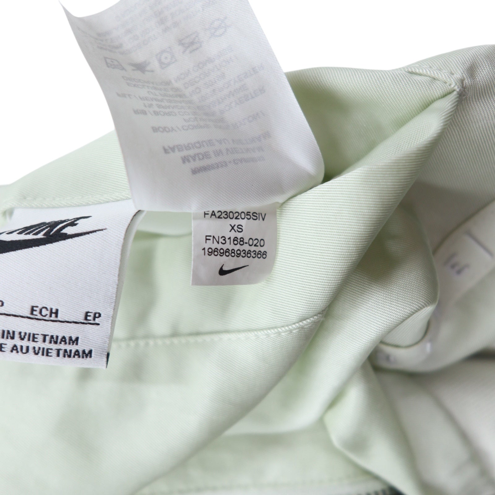 NIKE Sportswear Essential Reversibile MA-1 Giacca Varsity Bomber Giubbotto Aviatore XS Bianco Verde Nylon Trapuntato FN3168-020