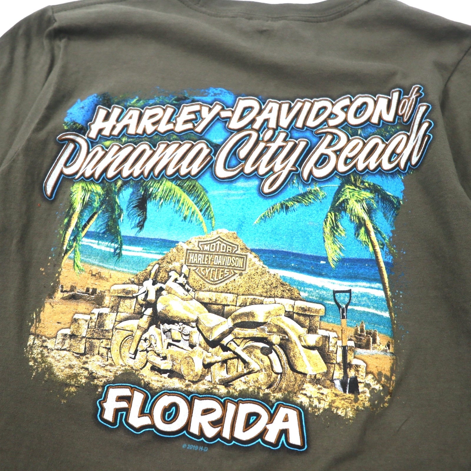 T-shirt HARLEY DAVIDSON con stampa logo S kaki cotone FLORIDA