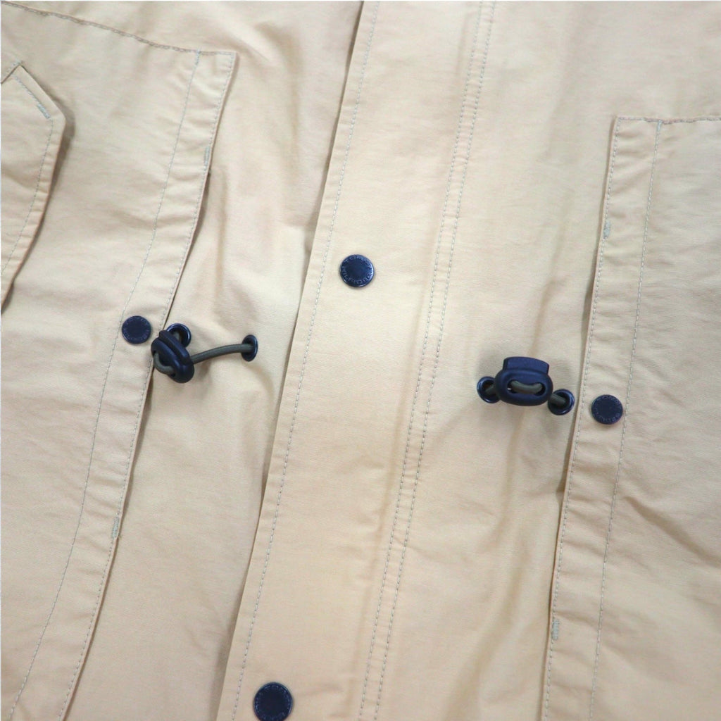 TOMMY HILFIGER anni 2000 Soprabito L Beige Nylon Impermeabile Doppia cerniera Coulisse Cappuccio staccabile