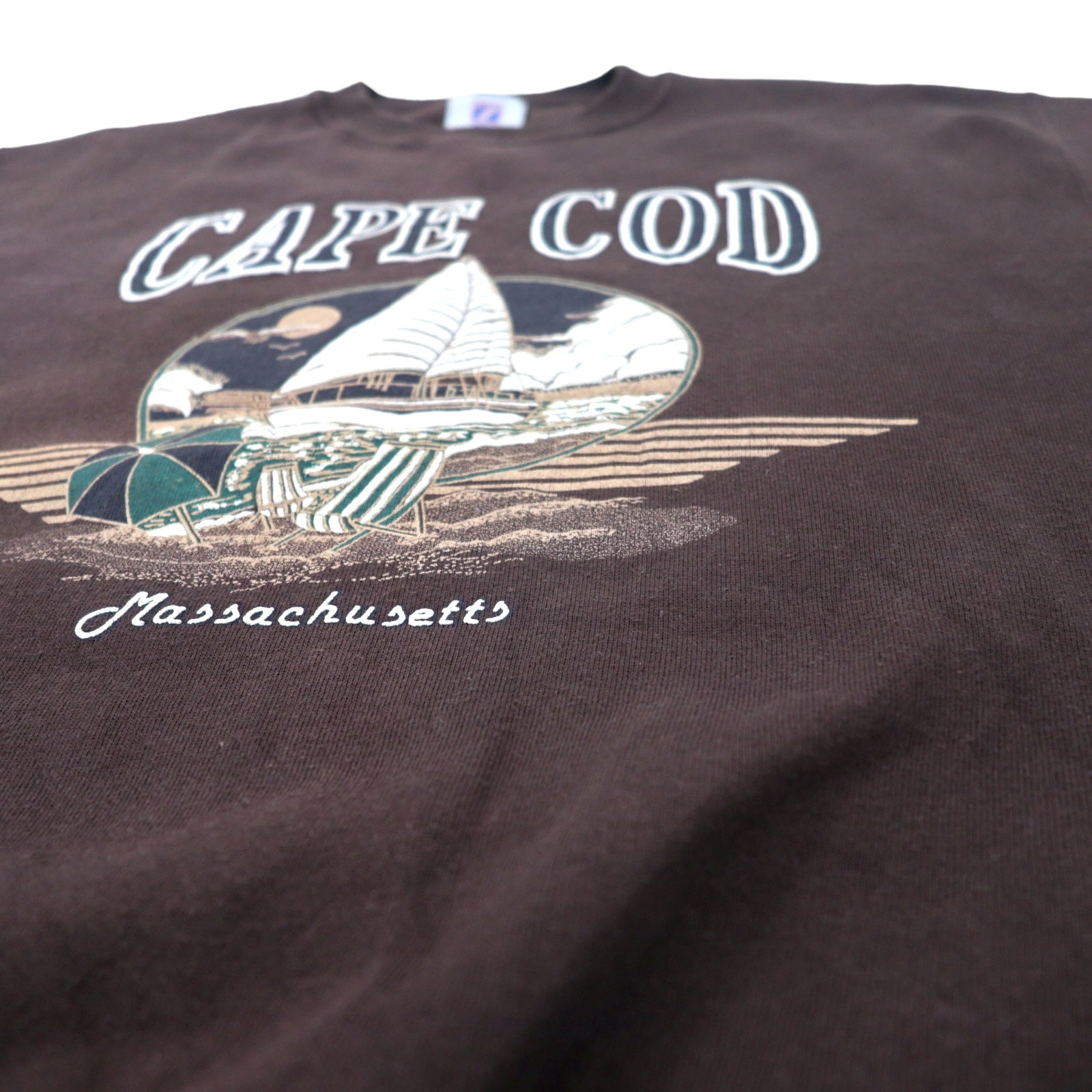 LOGO 7 USA Made Anni '90 Stampa Felpa M Marrone Cotone Interno Felpato CAPE COD