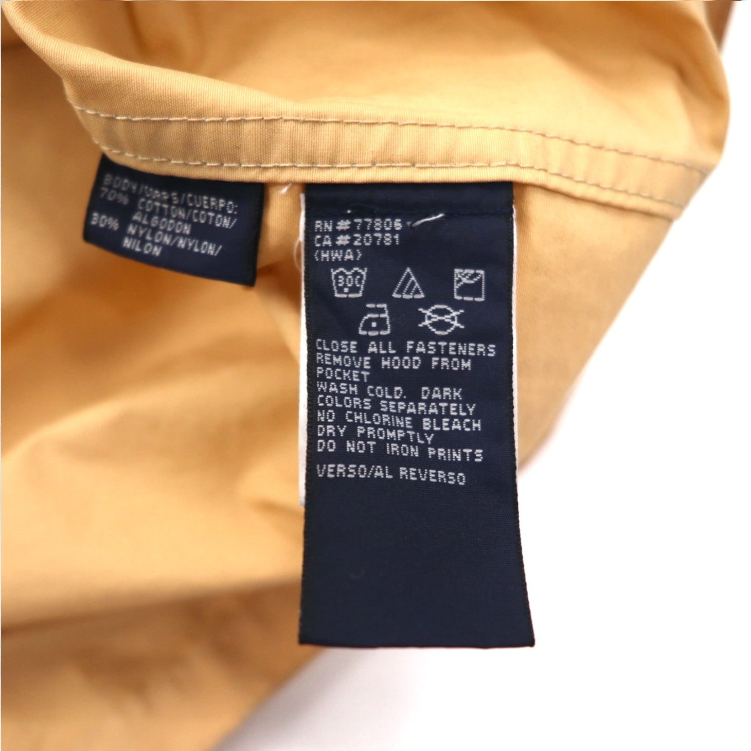 TOMMY HILFIGER anni 2000 Soprabito L Beige Nylon Impermeabile Doppia cerniera Coulisse Cappuccio staccabile