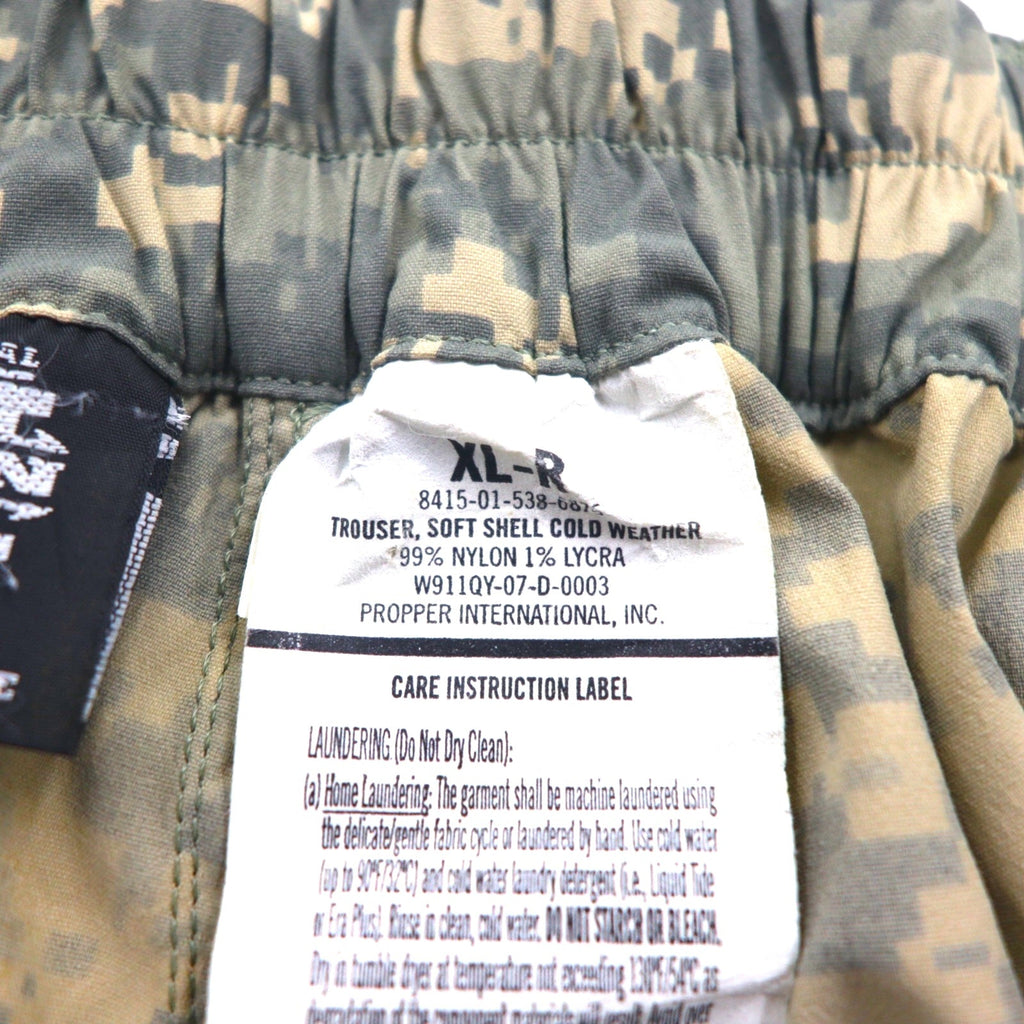 US ARMY ECWCS GEN3 LEVEL5 ソフトシェル カーゴパンツ XL ナイロン 防水 サスペンダー付 ドローコード 8415-01-538-6875 デジタルカモ
