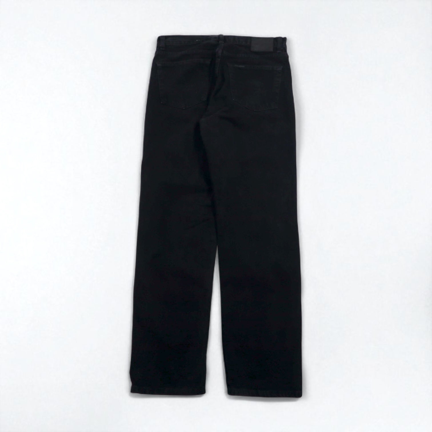 HARLEY DAVIDSON Pantaloni in denim neri anni 2000, taglia L, toppa in pelle, cerniera, made in Mexico