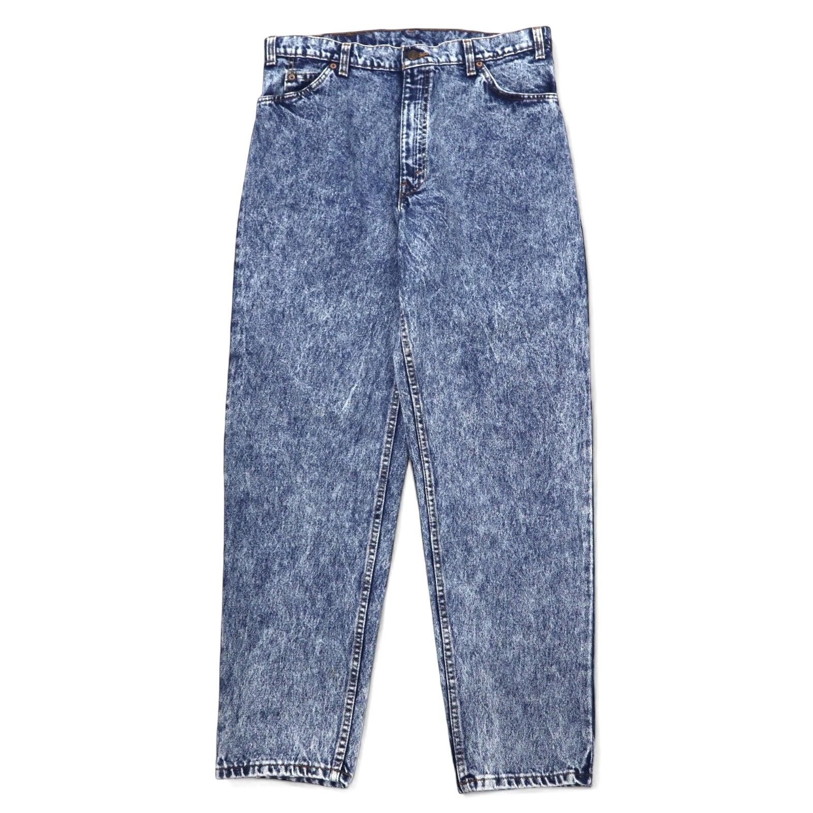 Levi's USA 80s Orange Tab Chemical Wash Jeans Affusolati 36 Blu Cotone Chiusura a zip 40550-0209