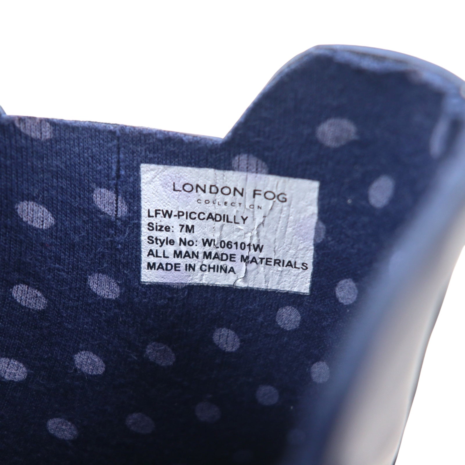 LONDON FOG Stivali da pioggia 25cm navy gomma a pois WL06101W