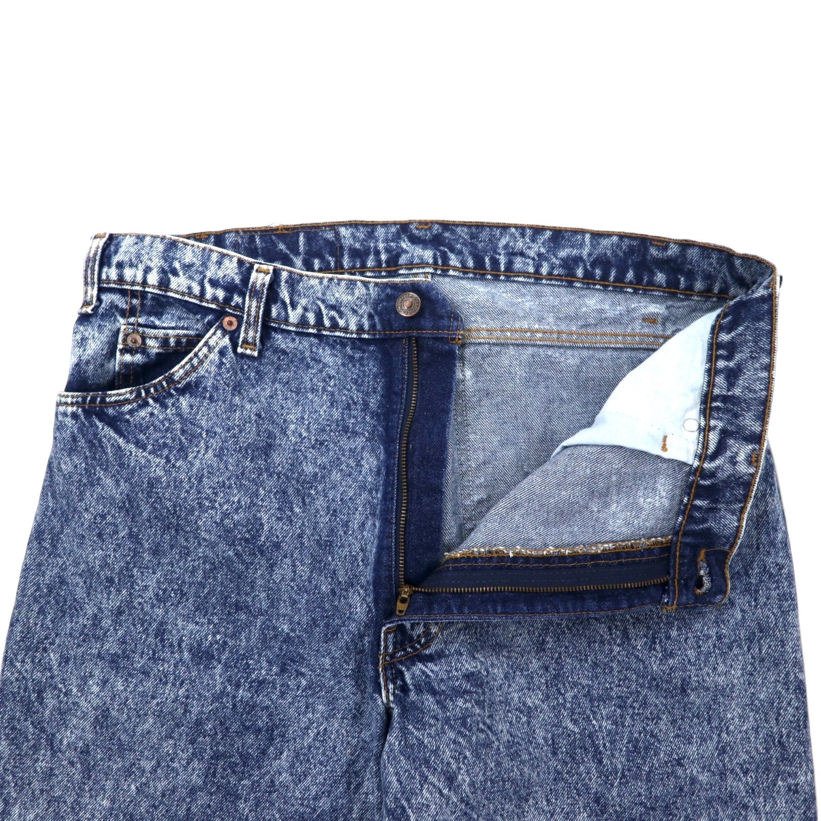 Levi's USA 80s Orange Tab Chemical Wash Jeans Affusolati 36 Blu Cotone Chiusura a zip 40550-0209