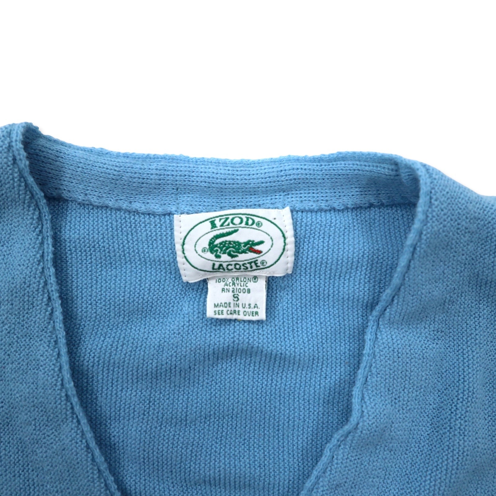 IZOD LACOSTE made in USA anni '80 cardigan in maglia acrilica blu taglia S con logo ricamato