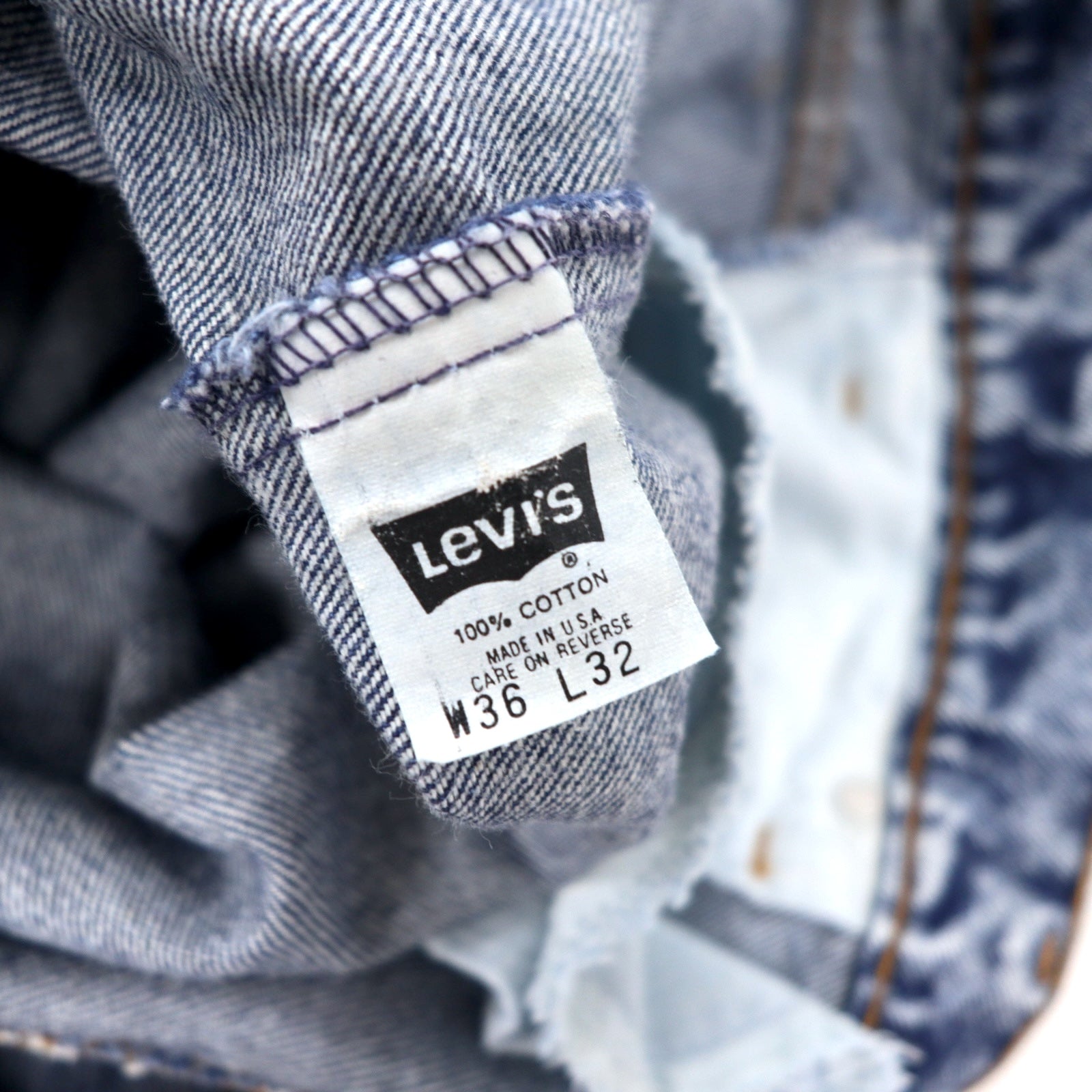 Levi's USA 80s Orange Tab Chemical Wash Jeans Affusolati 36 Blu Cotone Chiusura a zip 40550-0209