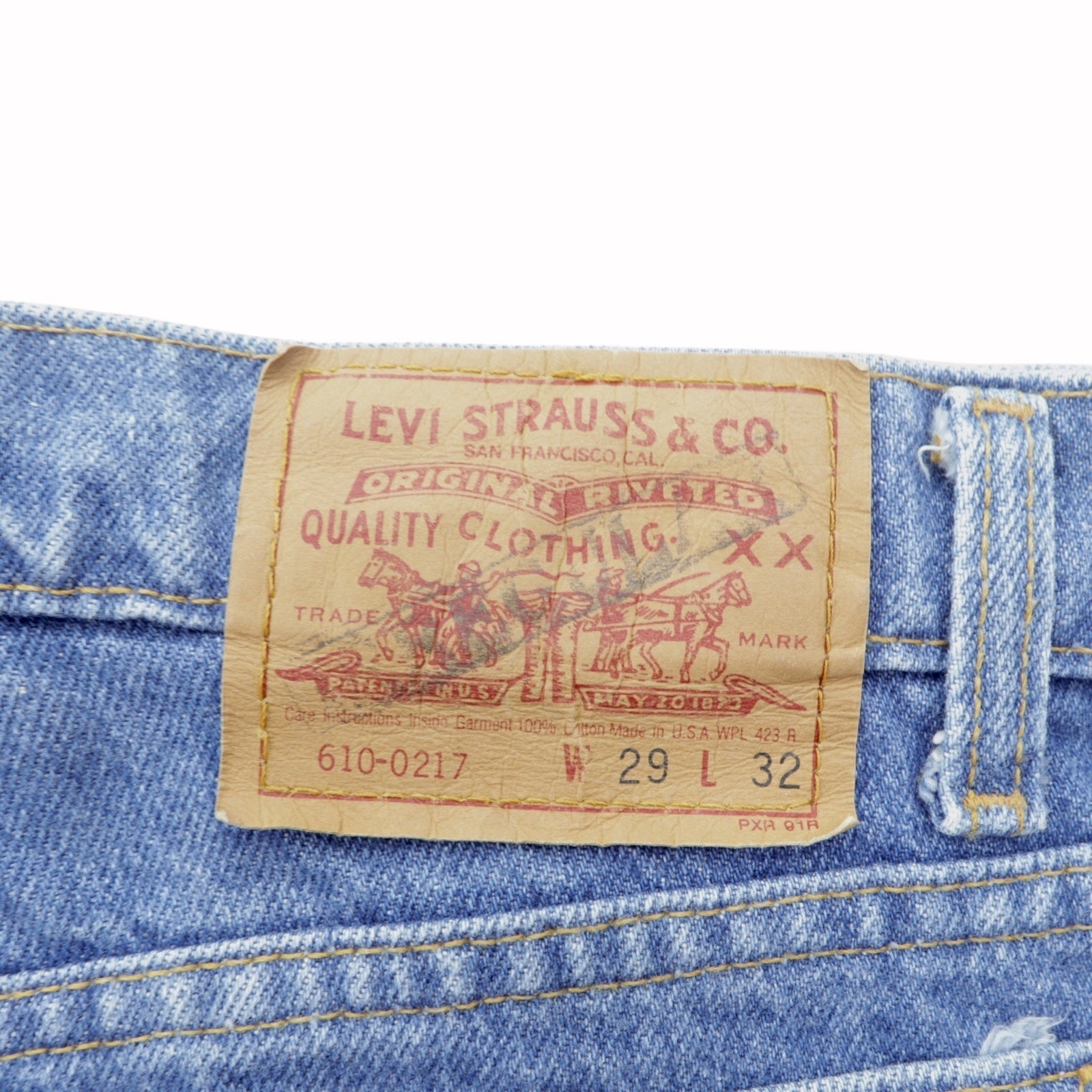 Levi's 90年代 USA製 610 テーパード デニムパンツ ジーンズ S インディゴ 610-0217 ボタン裏525