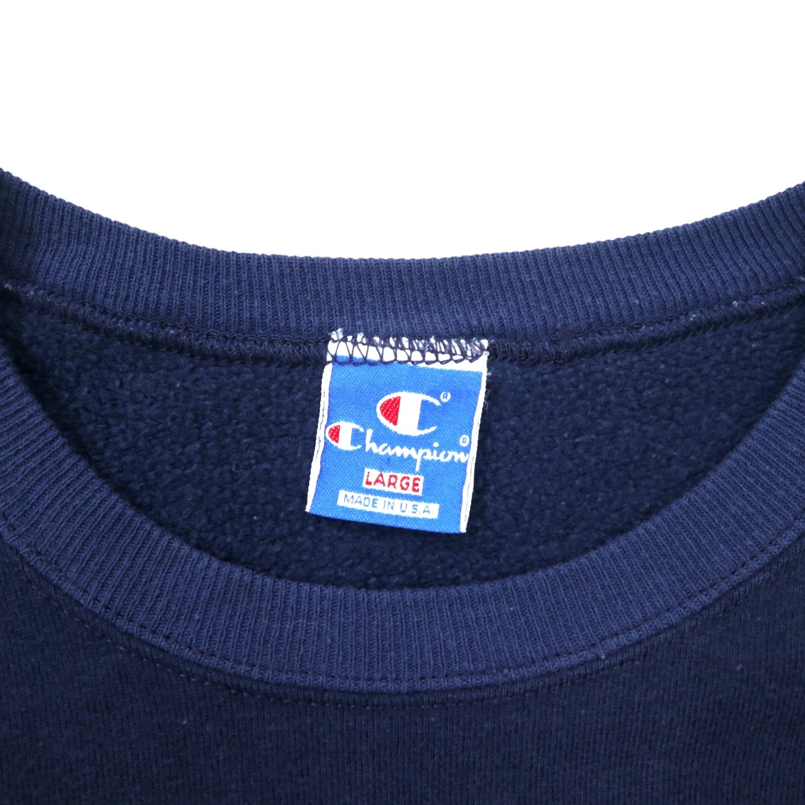 Champion Made in USA Anni '80 Stampa college Felpa L Blu navy Cotone NCAA Football KANSAS Logo ad arco Etichetta ricamata