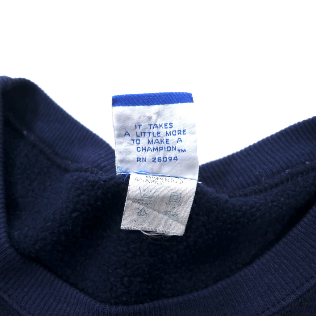 Champion Made in USA Anni '80 Stampa college Felpa L Blu navy Cotone NCAA Football KANSAS Logo ad arco Etichetta ricamata