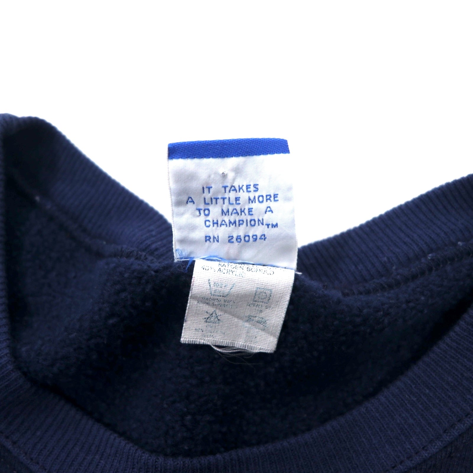 Champion Made in USA Anni '80 Stampa college Felpa L Blu navy Cotone NCAA Football KANSAS Logo ad arco Etichetta ricamata
