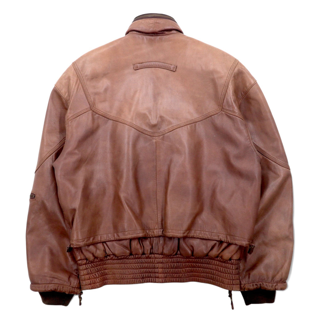 Bomber Jacket in Pelle di Agnello anni '90, Giacca Volo, L, Marrone, Vera Pelle di Agnello, Cappuccio Ripiegabile