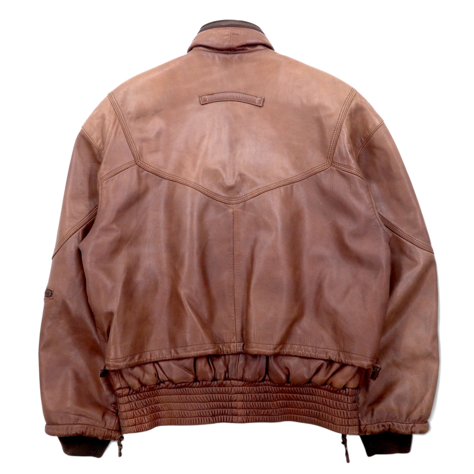 Bomber Jacket in Pelle di Agnello anni '90, Giacca Volo, L, Marrone, Vera Pelle di Agnello, Cappuccio Ripiegabile