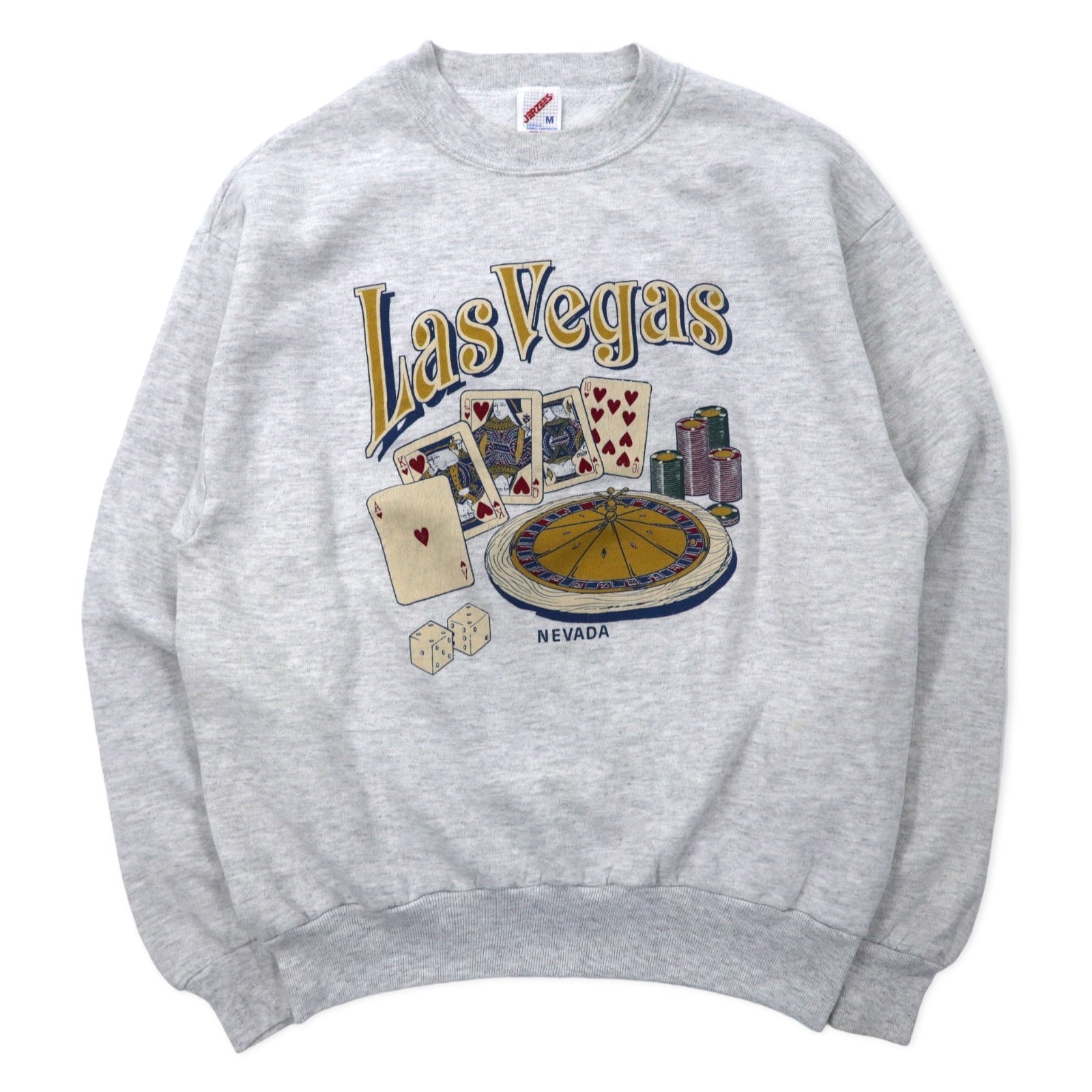 JERZEES Made in USA Anni '90 Felpa stampata Las Vegas M Grigio Cotone Casinò
