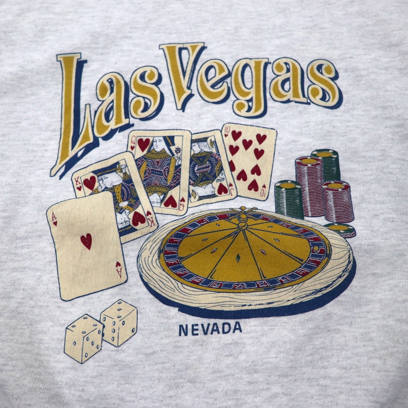 JERZEES Made in USA Anni '90 Felpa stampata Las Vegas M Grigio Cotone Casinò